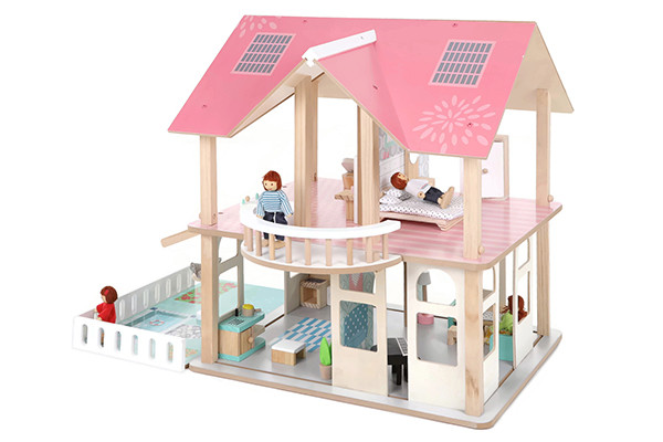 Prachtig poppenhuis met verschillende accessoires.