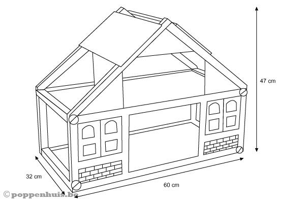 Afmeting van het poppenhuis.